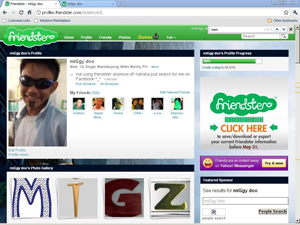 Screencap of Friendster profile