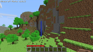 Screencap of Minecraft Alpha in the overworld