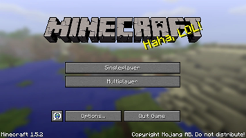 Screencap of Minecraft's main menu from version 1.5.2